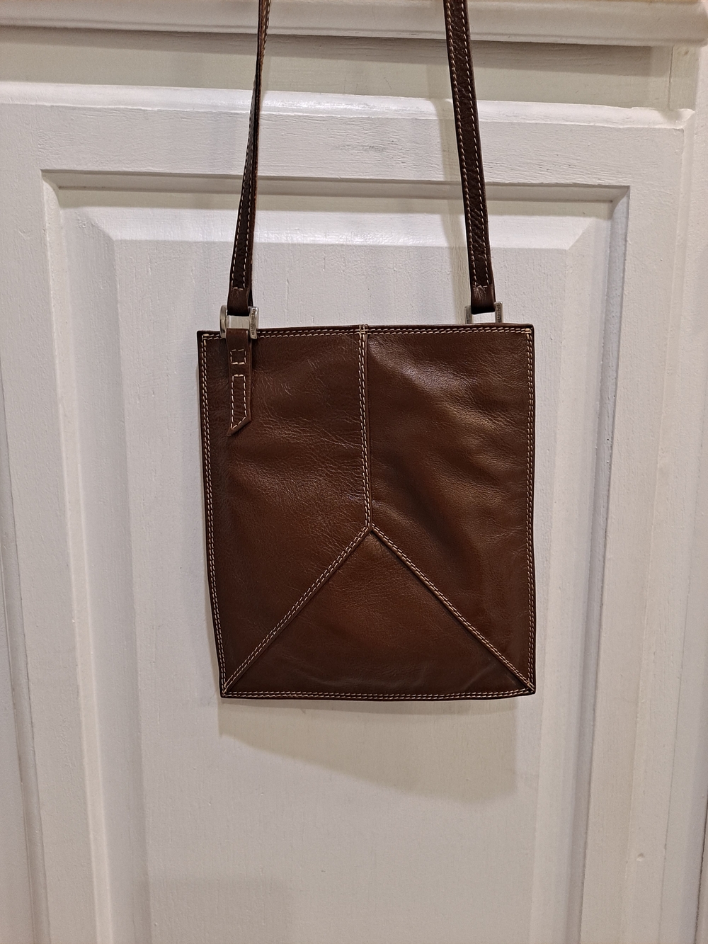 Caterina Lucchi Rich Brown Italian Leather Crossbody Minimal Artisinal Designer